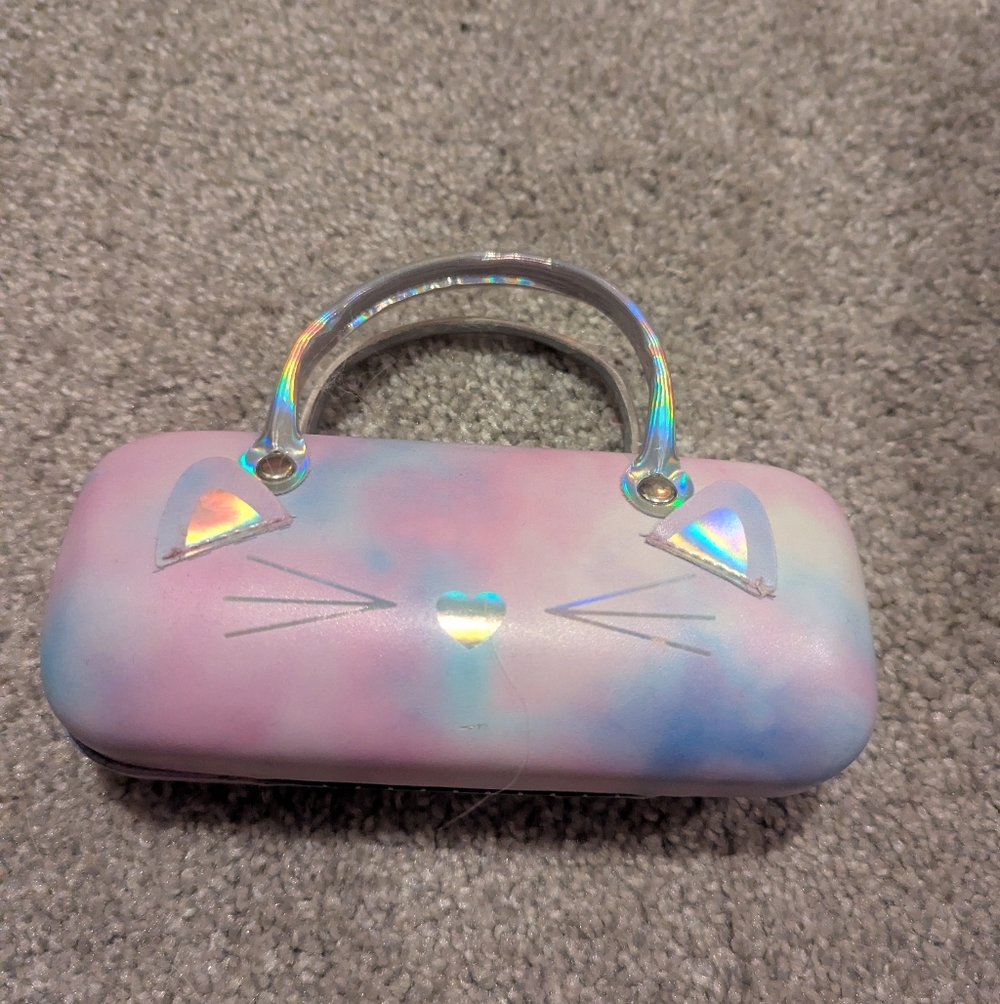 Cute Pastel Cat Face Glasses Case